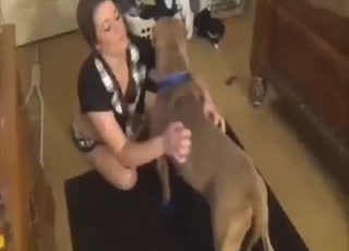 Tiny panties girl wants to take dog's nice boner